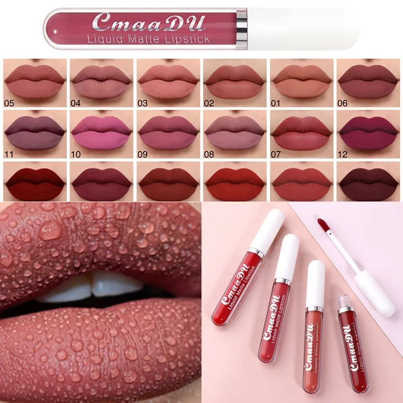 Sexy Long Lasting Velvet Matte Lip Gloss Liquid Lipstick Lip Makeup Women Beauty Red Nonstick Cup Wa