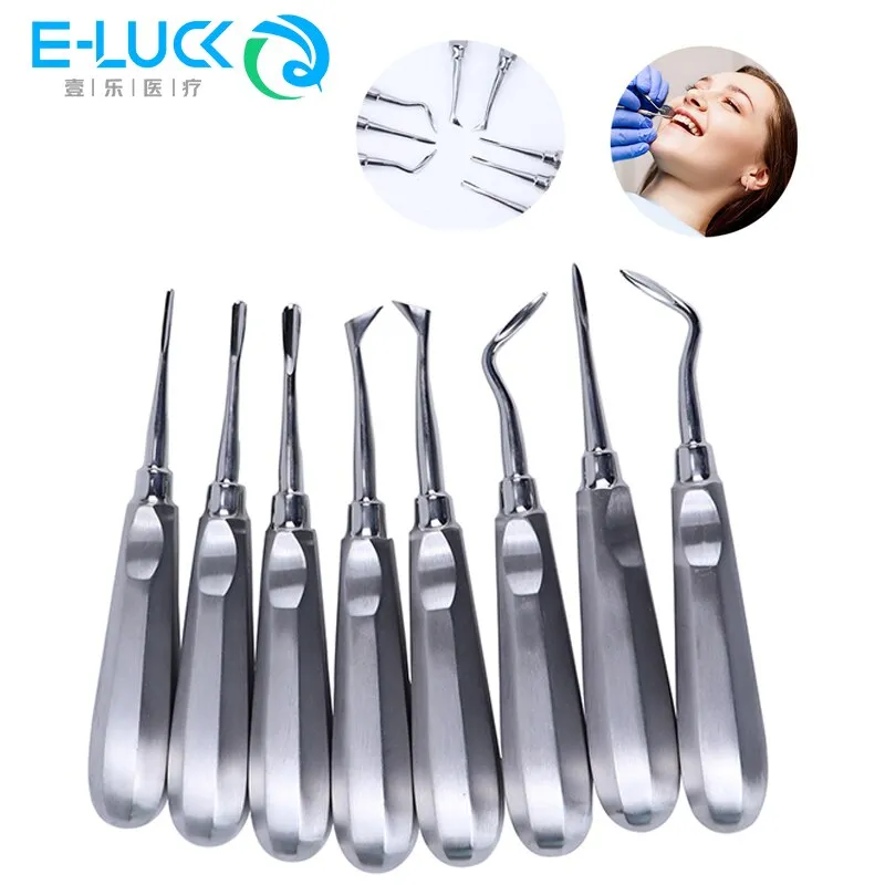 Dental Extraction Elevator Stainless Steel Dentist Tools Straight Curved Root Lifter Dental Lab Inst
