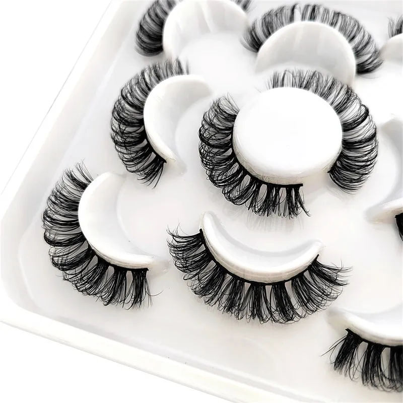 GROINNEYA Lashes DD Curl 10-23mm Russian Lashes 3D Mink Eyelashes Reusable Fluffy Russian Strip Lash