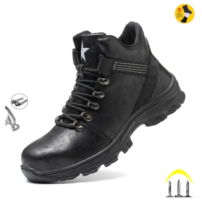 Winter Plush Men Safety Work Boots Waterproof Steel Toe Cap Indestructible Shooes Anti Smashing Cons