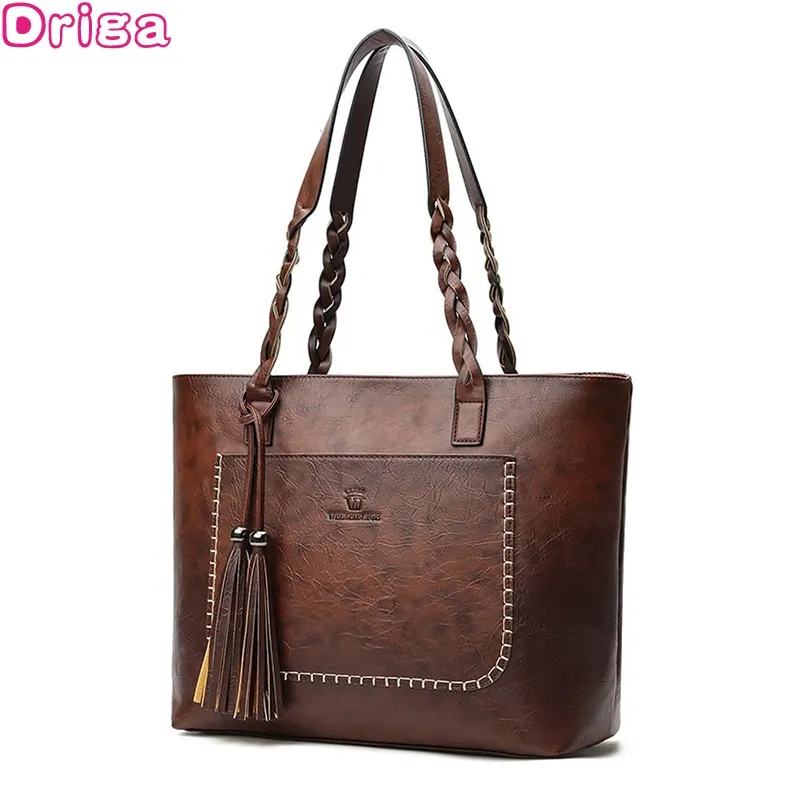 Driga Fashion Large Capacity Causal Shoulder Bags For Women 2022 Pu Leather Fringe Purse Handbags Re