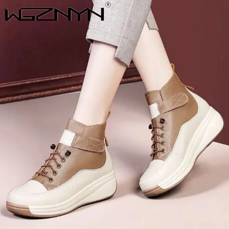 Autumn Winter Warm Boots High Top Zapatillas Mujer Platform Socks Woman Shoes Lace Up Shoes Women Fa