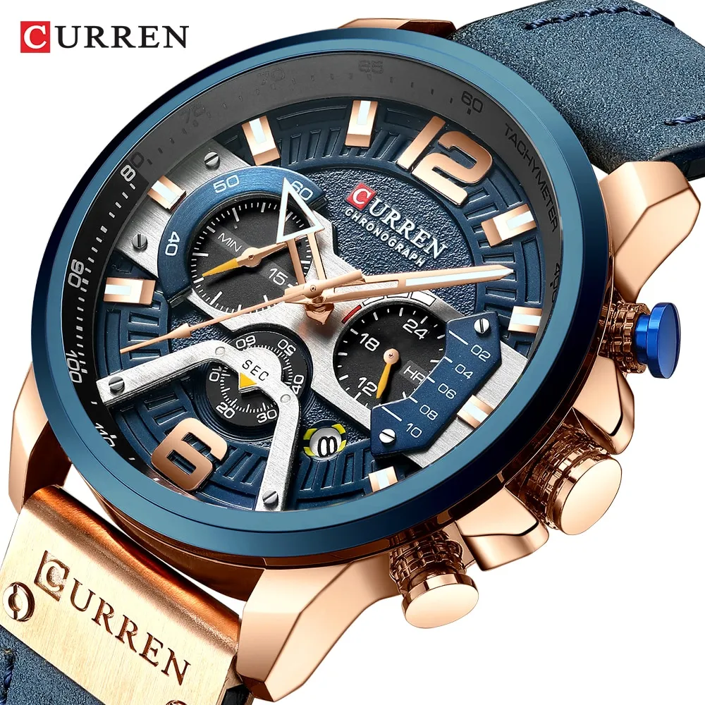 CURREN Casual Sport Watches for Men Top Brand Luxury Military Leather Wrist Watch Man Clock Fashion 