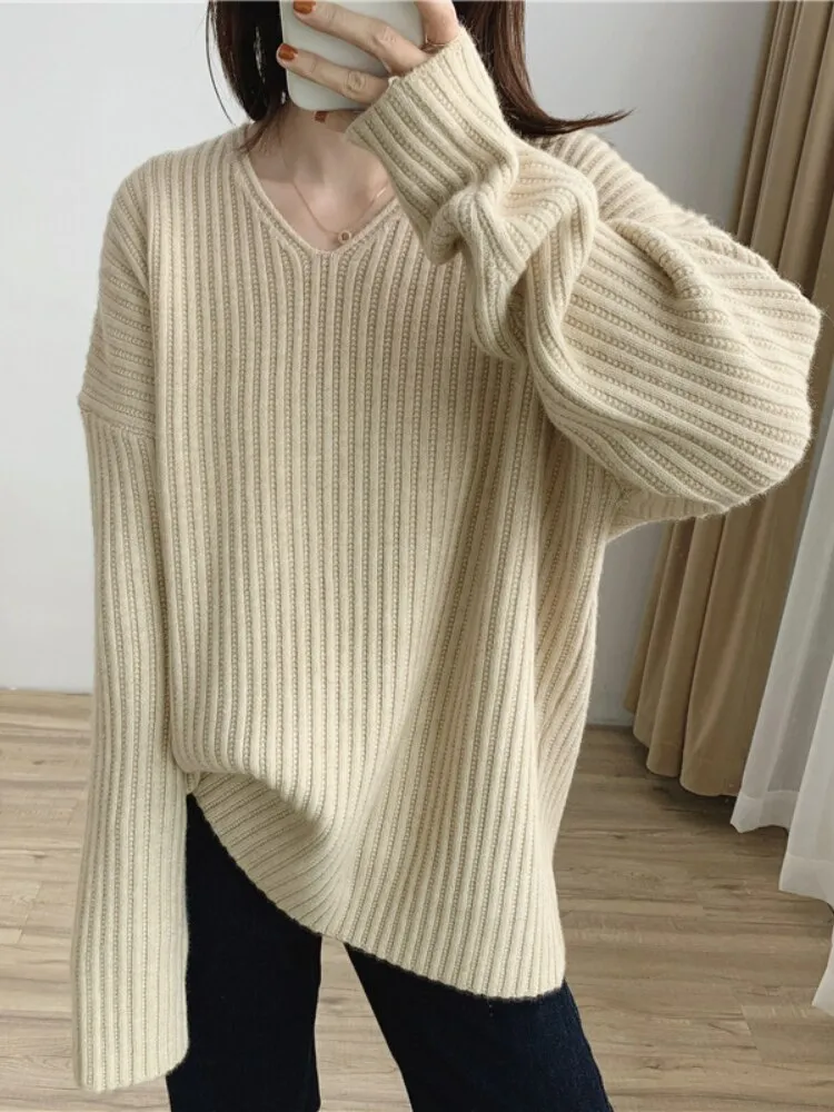 Fashion Tops 2022 Women Oversized Sweater Autumn Winter New Loose Korean Fashion Pullover Long Sleev