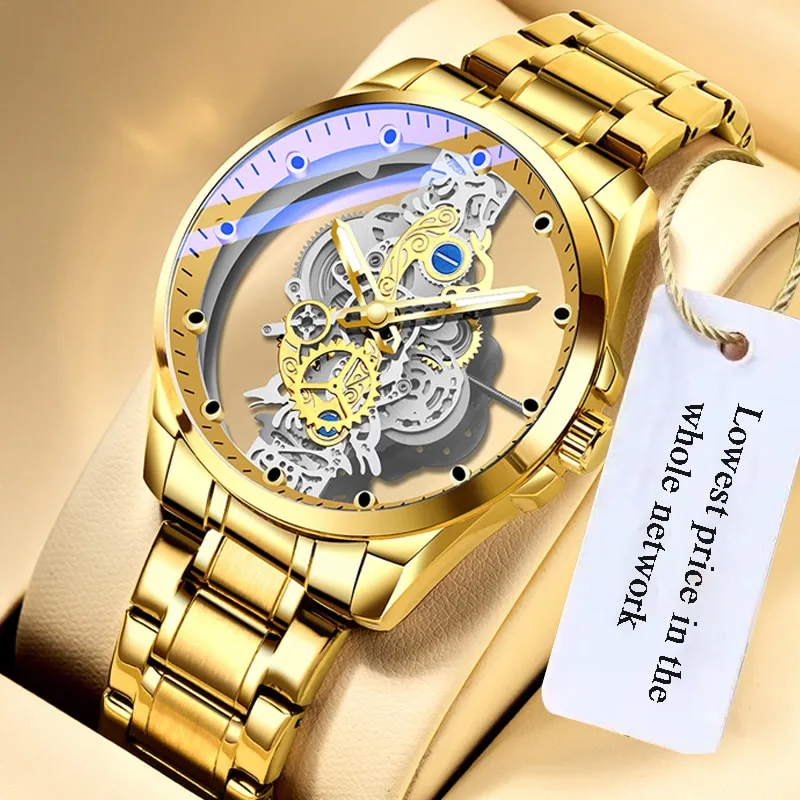 2022 New Men Watch Skeleton Automatic quartz Watch Gold Skeleton Vintage Man Watch Mens Watches Top 