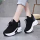 2022 New Women's Mesh Invisible Heightening Women's Wedge Heel Lace up Sneakers Fashion Colo